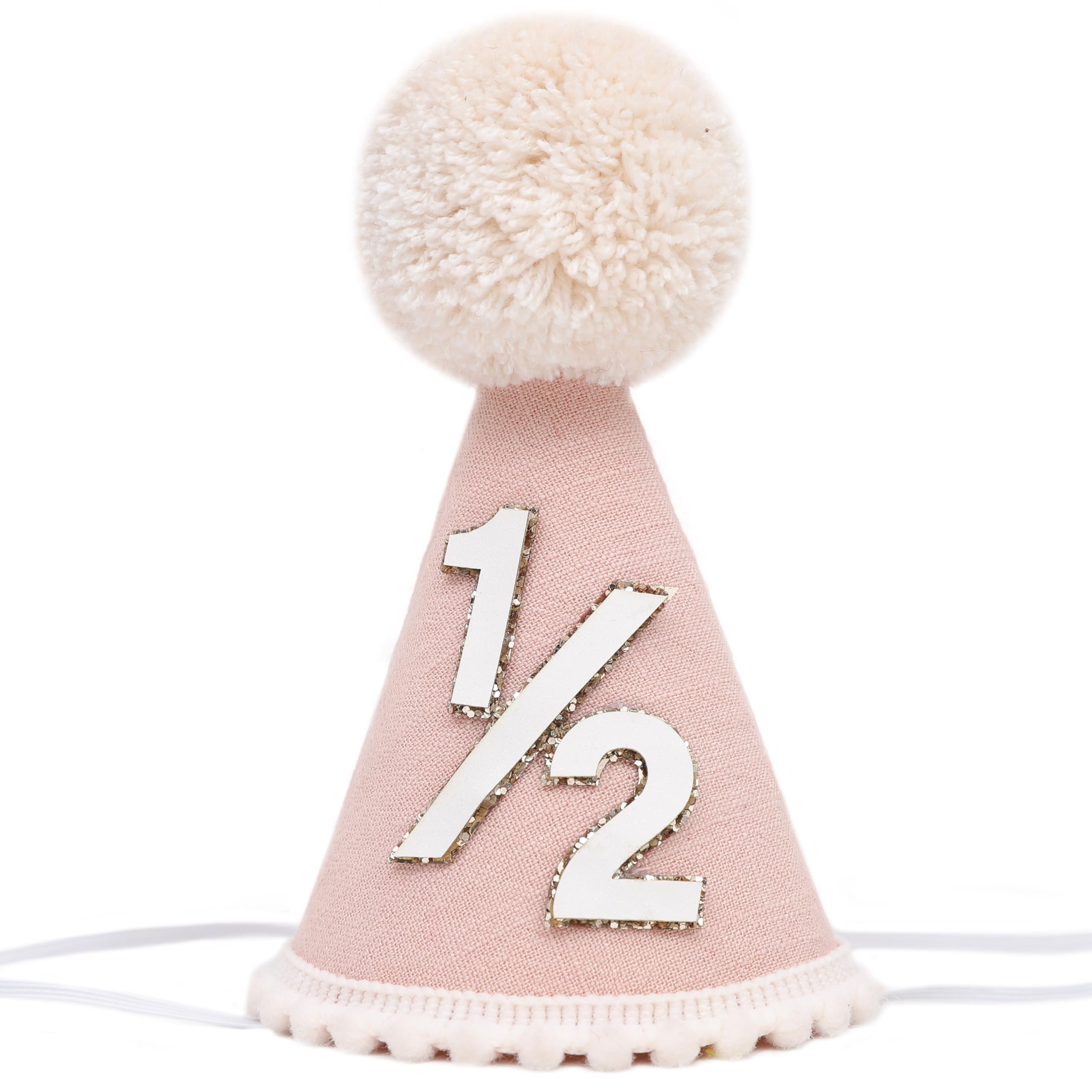 Agvgaza Half Birthday Hat -Baby 1/2 Birthday Cone Hat,Six Months Decorations,Party Hat Outfit for Girls/Boys (Lotus pink)