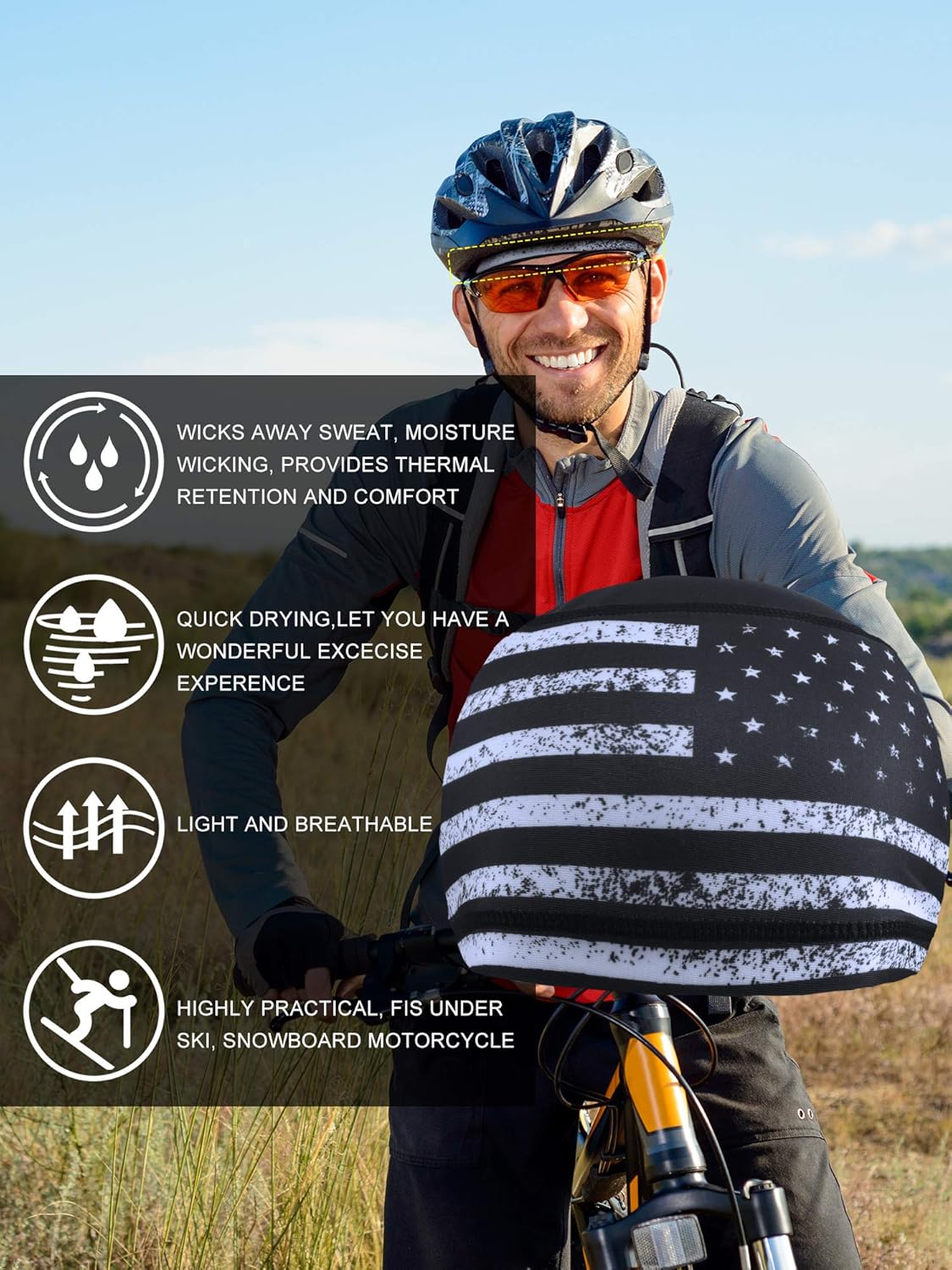 Geyoga 4 Pieces Cooling Skull Cap Sweat Wicking Helmet Liner Running Beanie Cycling Cap Liner for Men Women (Classic Style): Clothing