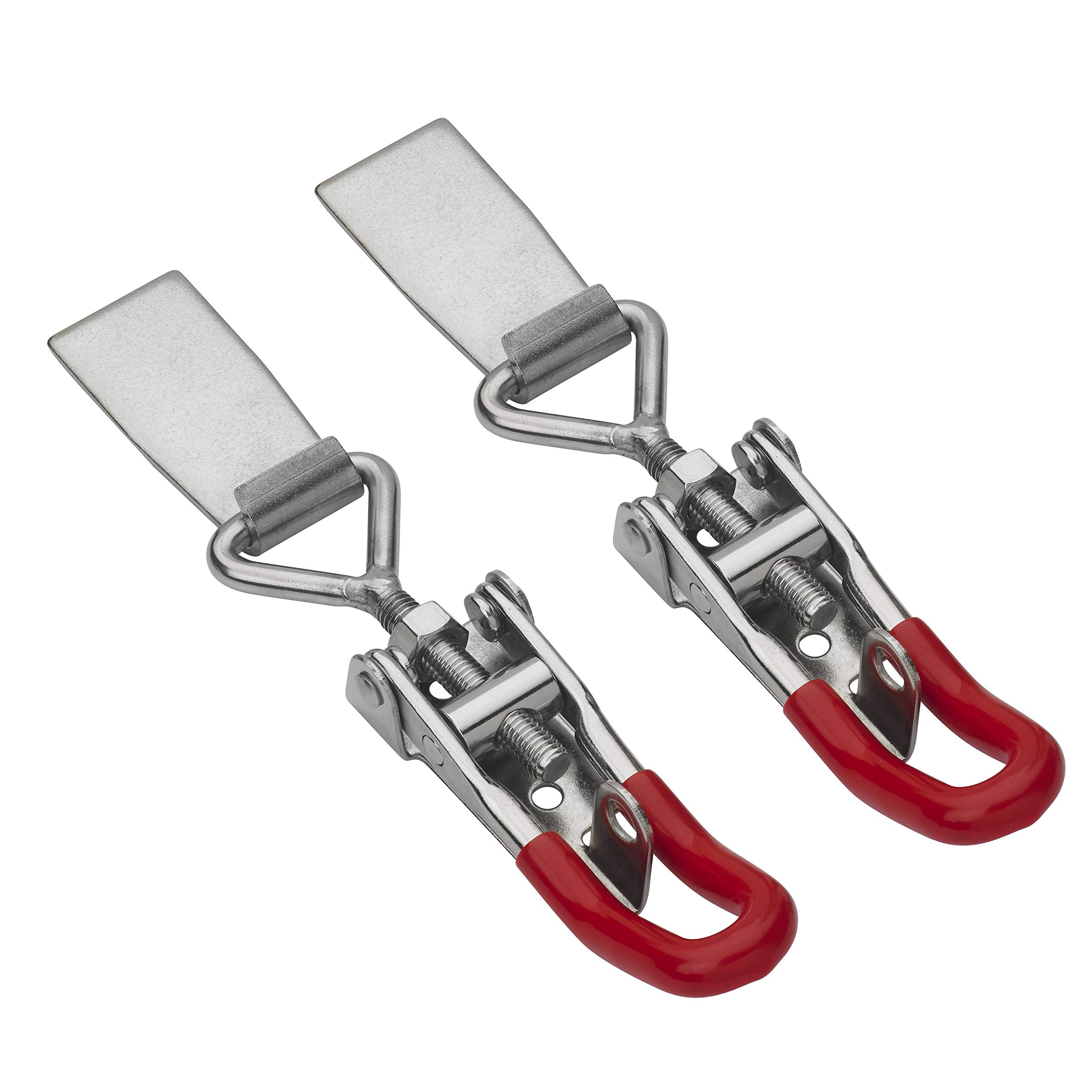 FT-Germany Set of 2 Tension Clasps, 2 x Tension Clasps Made of Stainless Steel, Premium Tension Lock for Secure Hold 125 mm to 145 mm, Box Closure, Rustproof, Adjustable, Lever Lock Safety