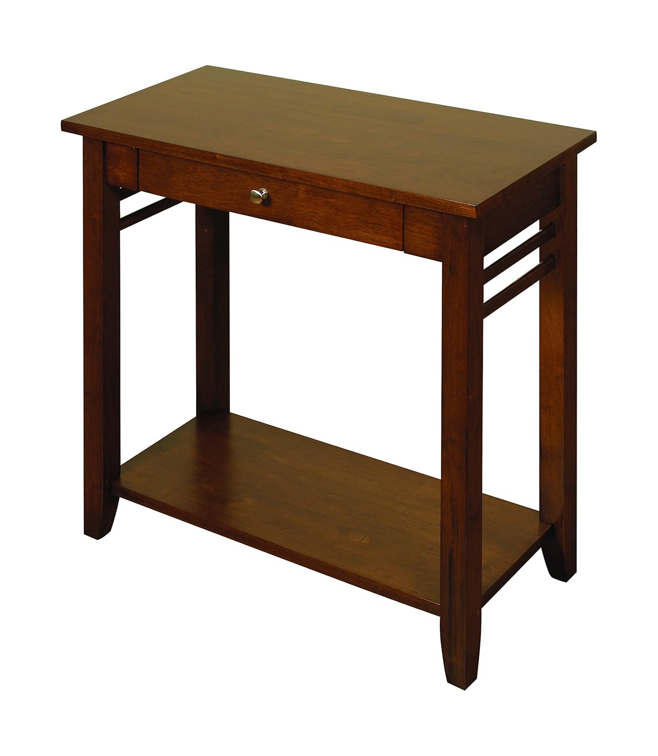 Hawaii Solid Hardwood Dark Console Table Large Dark Hall Table with 1 Drawer and Storage