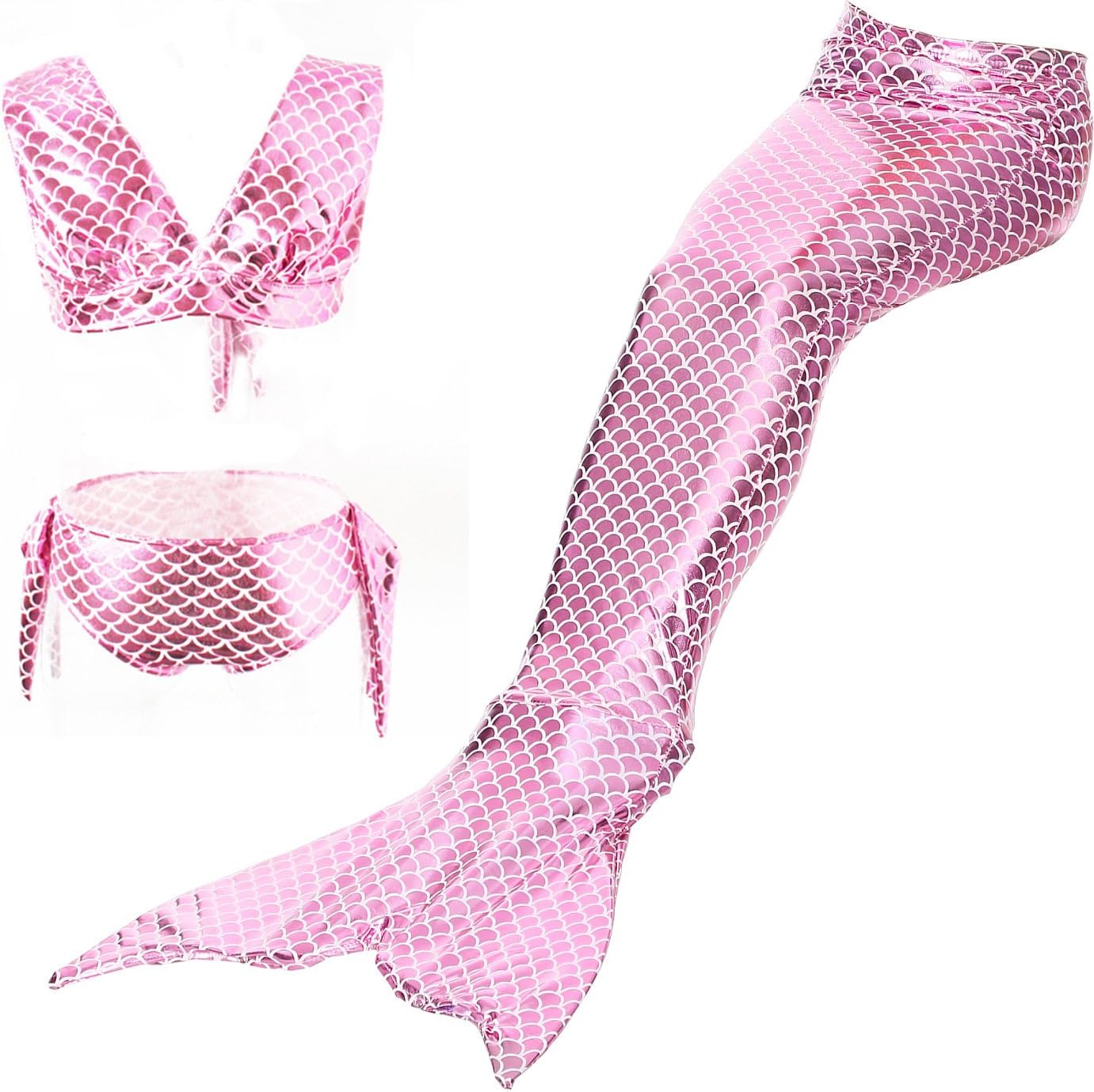 3PCS Girls' Swimsuit Mermaid Tail for Swimming Children Costume Swimwear Bikini Set 3-12 Y Multi-Colors