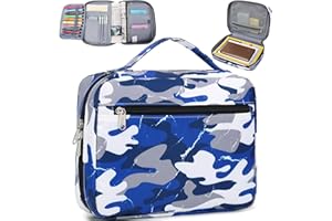 JIANYA Bible Cover for Boys Kids Bible Case Book Carrying Case Childrens Bible Protective Bag with Handle and Zippered Pocket, Camo Blue