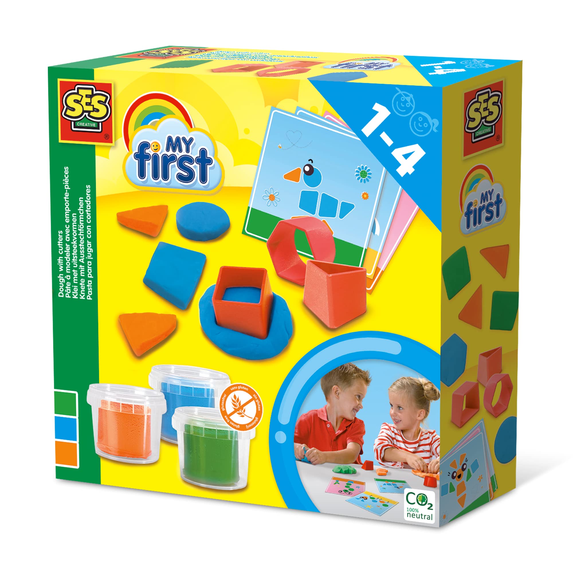 SES Creative My first - Dough With Cutters, Discover Shapes and Colours, Early Years Craft Set for Boys and Girls Ages 1 Year and Up, Play Dough Set