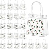 Harloon 24 Pcs Christmas Clear Gift Bags with Handles Plastic Christmas Candy Treat Party Gift Bags PVC Totes for Xmas Wedding Birthday Party Favors, 6.31 x 5.91 x 3.15 Inches (Vivid Style)