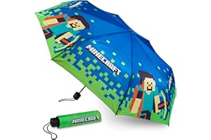 Minecraft Telescopic Umbrella - Folding Umbrella Lightweight for Travel School (Blue/Green)