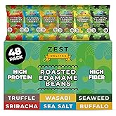 Edamame Beans Snack by Zest Delites, High Protein Keto Variety Snack, 48pk | High Protein Snacks, Keto Snacks, Crunchy Dry Roasted, Sea Salt Sriracha Buffalo Truffle Seaweed Wasabi, Vegan, Low Carb