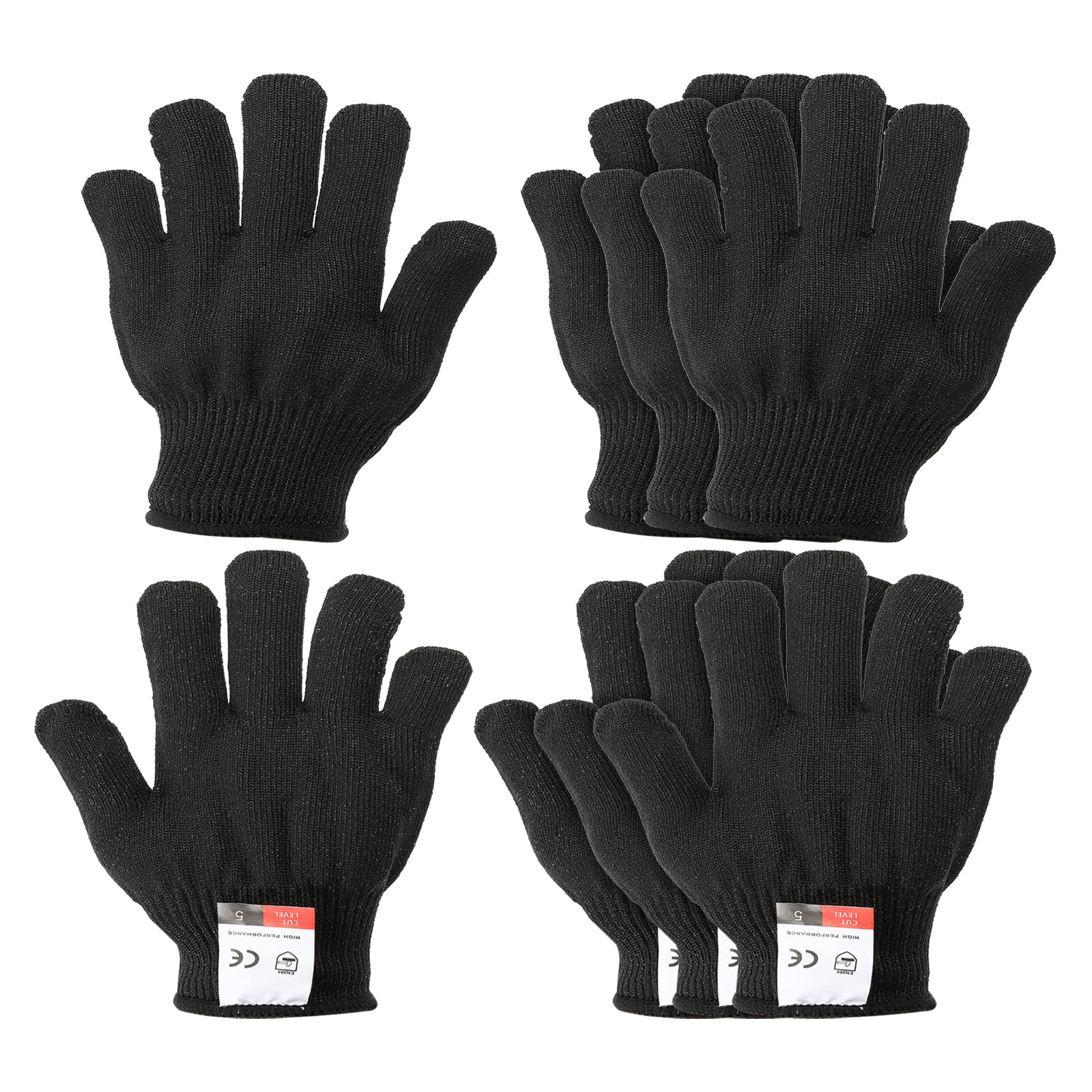 PATIKIL Cut Resistant Gloves, 4 Pair Level 5 Protection Anti Cutting Gloves for Kitchen Wood Carving Working, XX-Small, Black