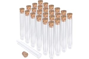 BELMAKS 25PCS Plastic Test Tubes with Lids – 10ml Clear Plastic Tubes with Cork Stoppers 16x100mm Small Clear Containers for Solids & Liquids Storage Plant Propagation