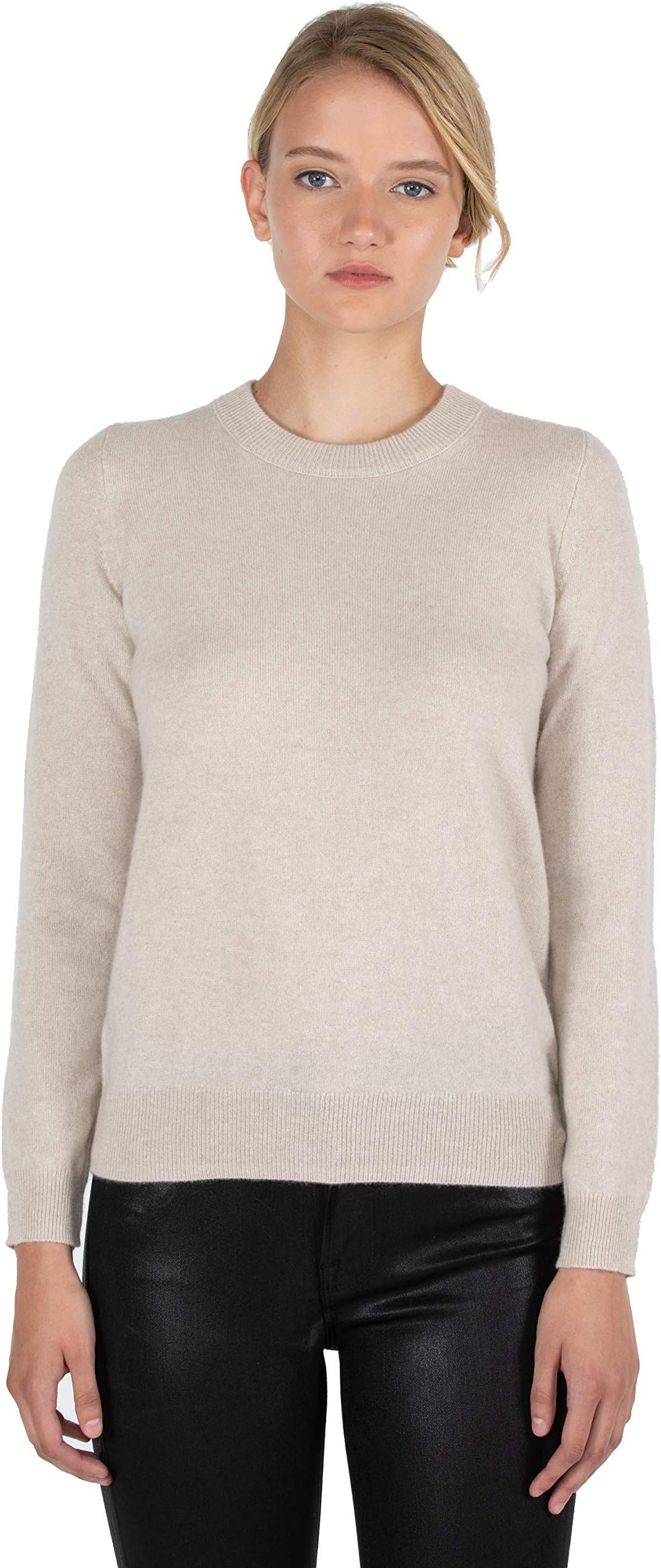 JENNIE LIUWomen's 100% Pure Cashmere Long Sleeve Crew Neck Sweater