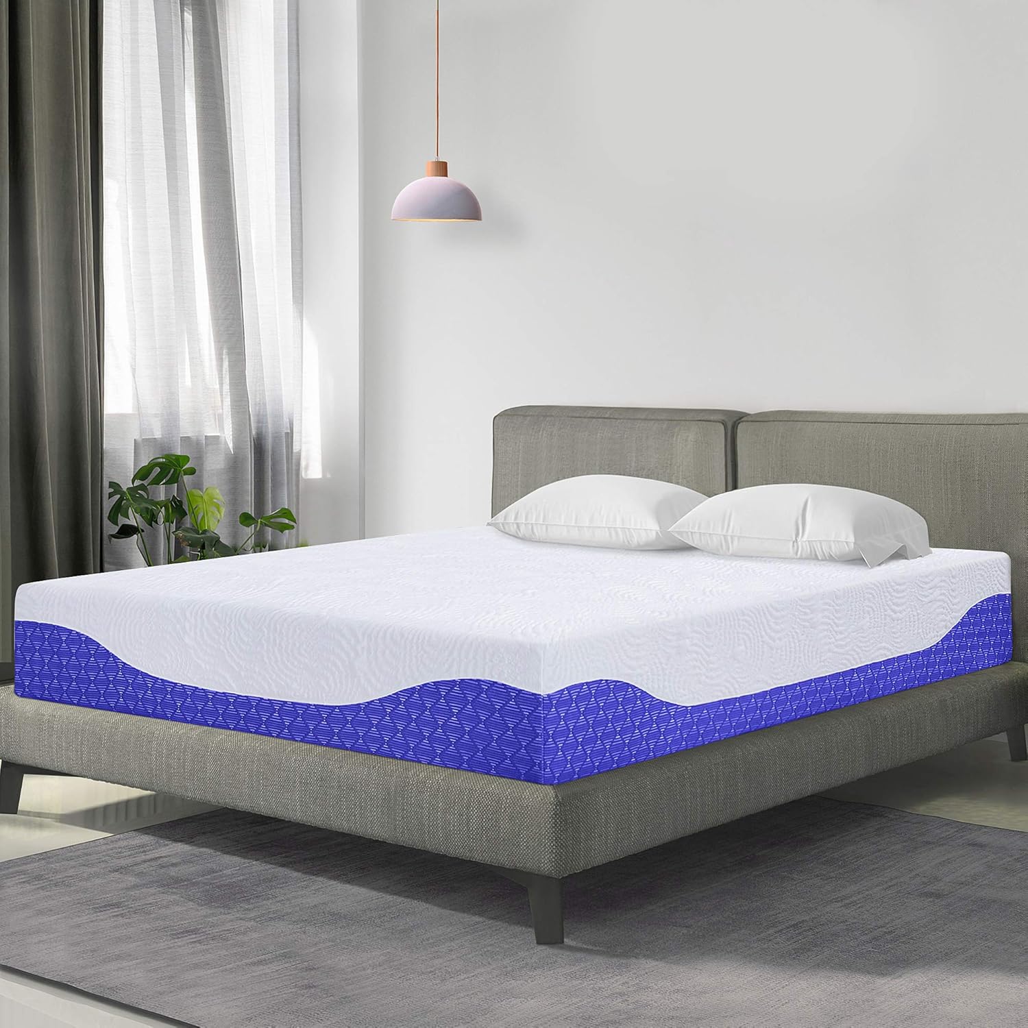 PrimaSleep 10 Inch MultiLayered Infused Memory Foam Mattress, Full,Cobalt Blue