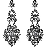 Flyonce Bridal Crystal Vintage Style Art Deco Chandelier Dangle Earrings for Women, Wedding Jewelry