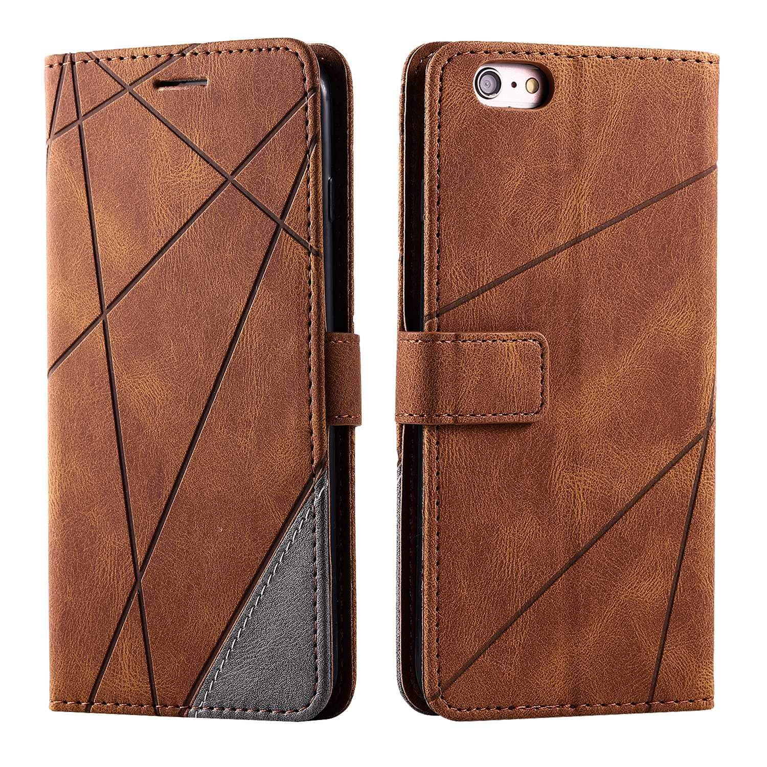 SONWO Case for iPhone 6S Plus/iPhone 6 Plus Case, Premium Leather Flip Wallet Case Magnetic Closure Card Slots Kickstand Phone Case for iPhone 6S Plus/iPhone 6 Plus, Brown