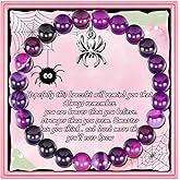 PARTNER Funny Spider Inspirational Birthday Gifts for Women Unique Spider Jewelry Lucky Natural Stone Beaded Bracelets for Women with Meaningful Message Card for Spider Lovers