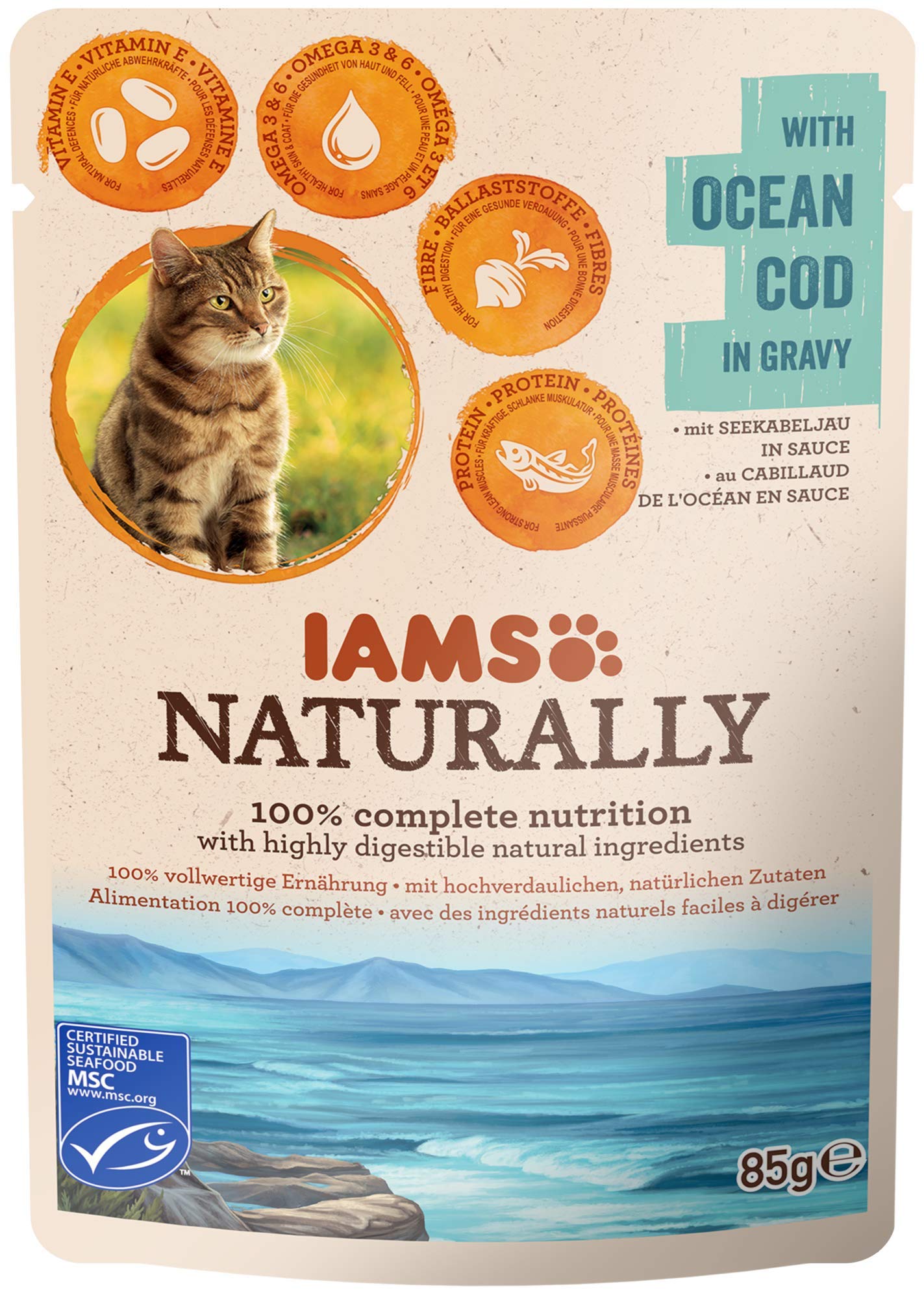 Iams Naturally Adult Cat With Ocean Cod In Gravy, 85 g