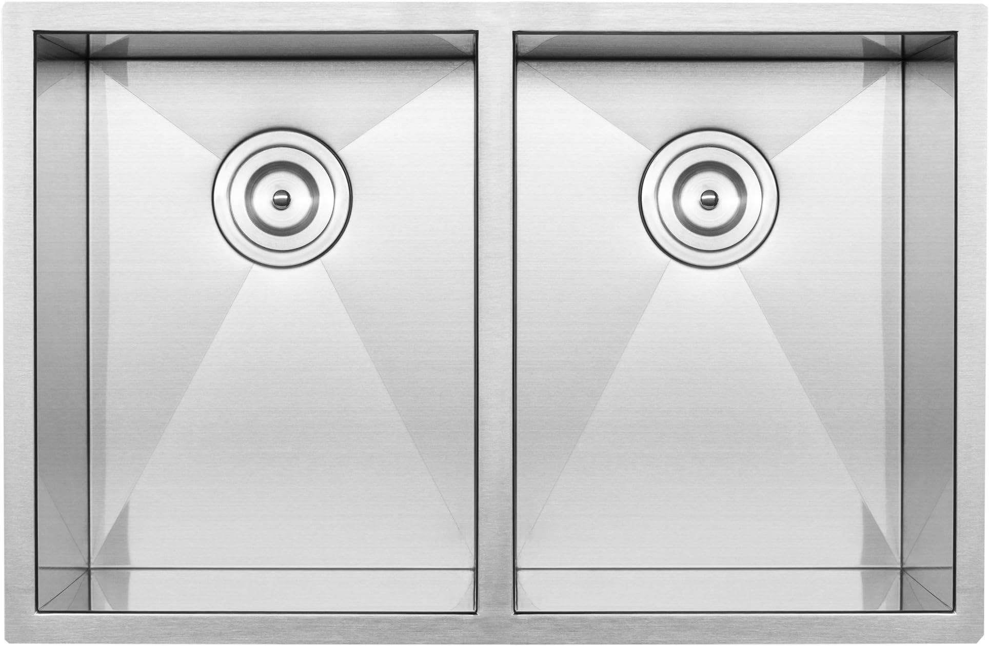 29" Ticor S3520 Pacific Series 16-Gauge Undermount Stainless Steel Double Equal Bowl Zero Radius Square Kitchen Sink