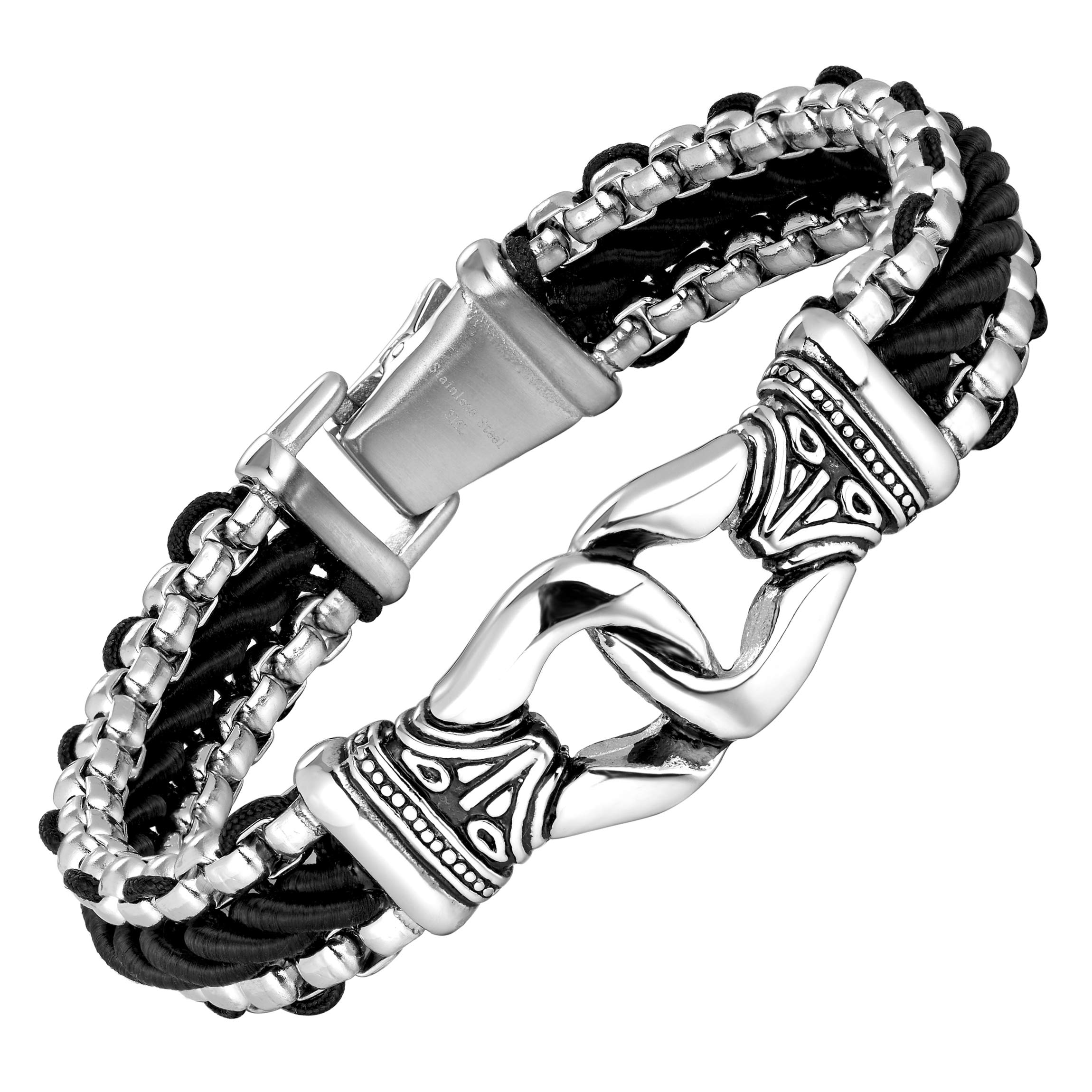 Men’s Link Bracelet Collection – Stainless Steel, Black & Silver Variations, Bracelet & Necklace Sets, 8.3–9" Length, Gift Ready, 8.3 Inch, Stainless Steel, no gemstone