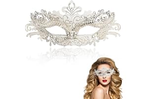 Goenb Masquerade Mask for Women - Venetian Mardi Gras Mask with Metal Rhinestones for Costume Party