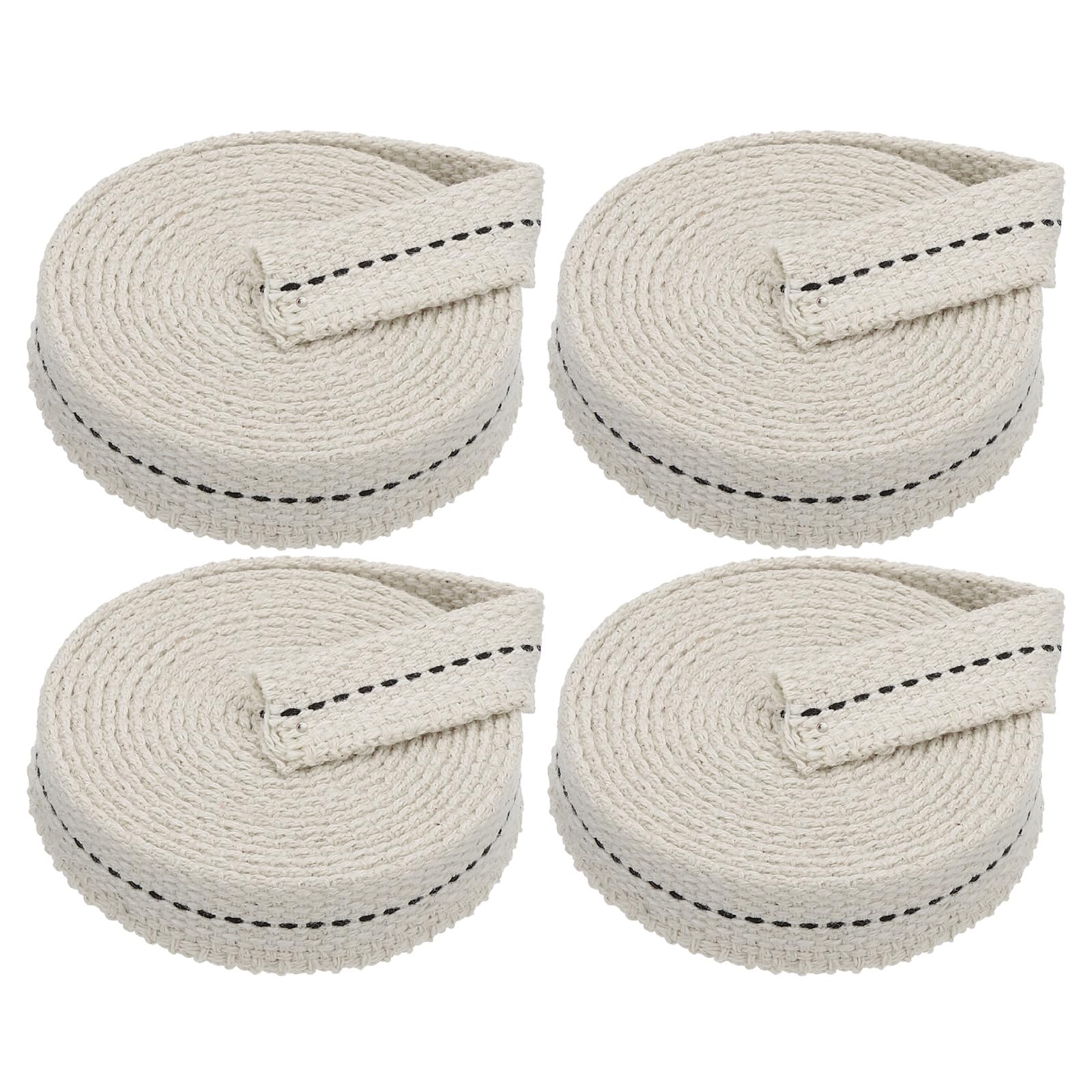 PATIKIL 5/8" Wide 6 Feet 100% Cotton Flat Wick, 4 Rolls Oil Lamp Wicks with Black Stitch for Kerosene Lamp Lantern Oil Burner