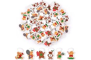 Haooryx Christmas Cooking Gingerbread Men Eraser - 60Pcs Novelty Mini Baking Gingerbread Men Pencil Eraser Bulk 3D Desk Puzzle Rubber for Classroom Student Reward Xmas New Year Party Favor Gift Supply