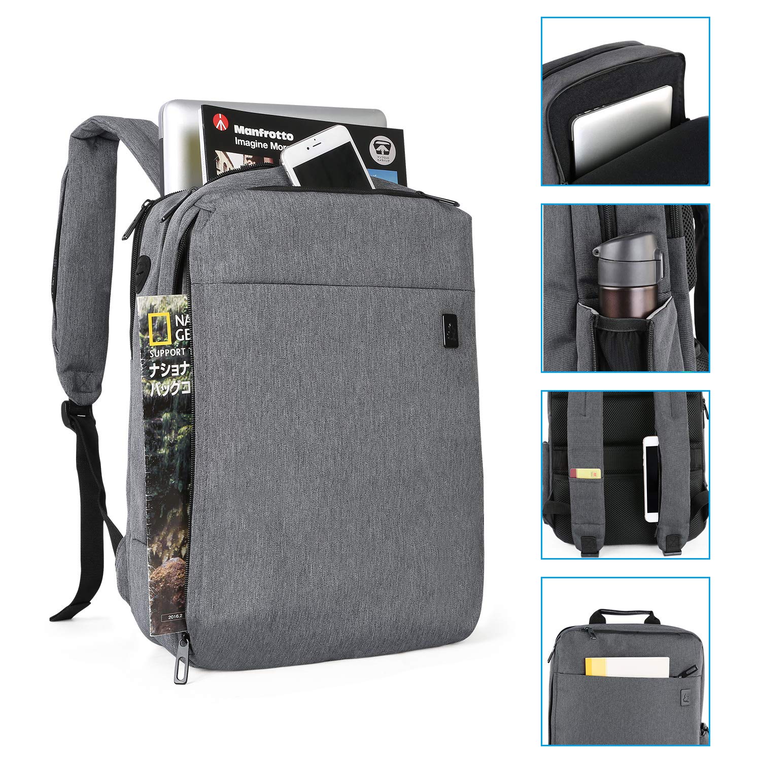 Cai 7331 Large Business Travel Backpack, Durable Multi-Functional Water Resistant, School College Commuting Bag with Headphones Port and luggage strap 15.6 \