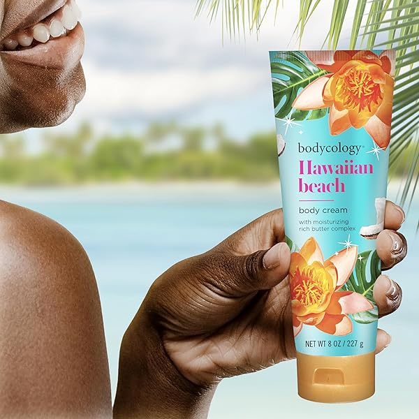 BODYCOLOGY SHEA BUTTER BODY CREAM, HAWAIIAN BEACH, 8 OZ
