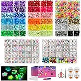 ARIANACO Pony Beads for Bracelet Making Kit with Letter Beads for Friendship Bracelets String Sets,5 Boxes Rave Kandi Beads Bulk for Keychain Crafts and Jewelry Making Supplies