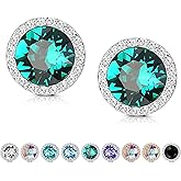 MILACOLATO Dance Competition Earrings Hypoallergenic Sterling Silver Post Rhinestone Earrings for Women 10mm Halo Crystal Stud Earrings for Stage Opera Performance Wedding Bridal Earrings