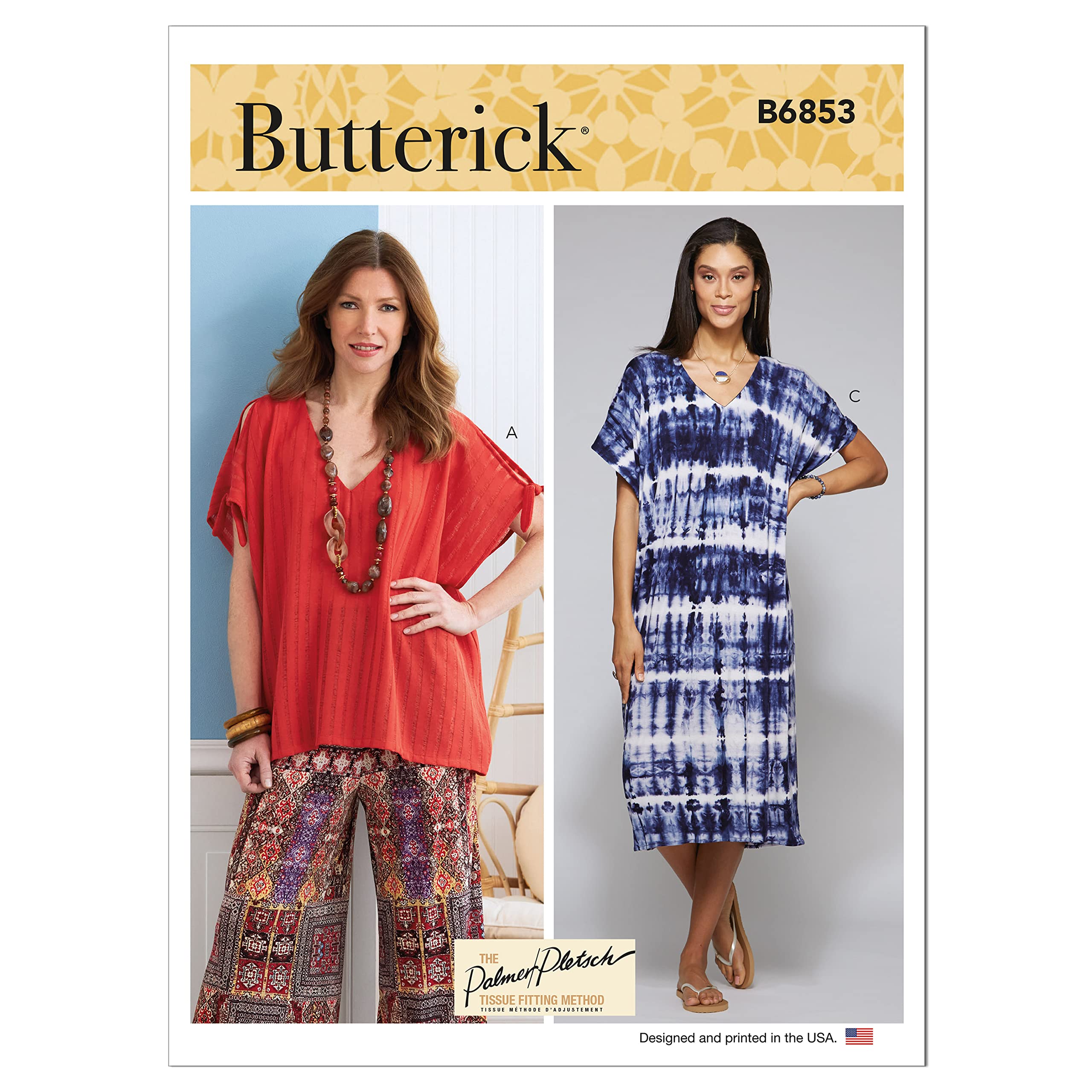 BUTTERICK B6853ZZ Misses' V-Neck Pullover Tunic & Dresses Palmer/Pletsch ZZ (L-XL-XXL)