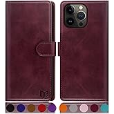 SUANPOT for iPhone 14 Pro Max 6.7" Wallet case with RFID Blocking Credit Card Holder,Flip Book PU Leather Protective Cover Women Men for Apple 14 ProMax Phone case Wine Red