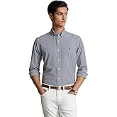 POLO RALPH LAUREN, Mens, Classic Fit Gingham Stretch Poplin Shirt, Navy/White, X-Large