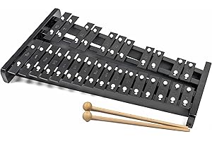CARA & CO Professional Wooden Soprano Full Size Glockenspiel Xylophone with 27 Metal Keys for Adults & Kids - Includes 2 Wooden Beaters