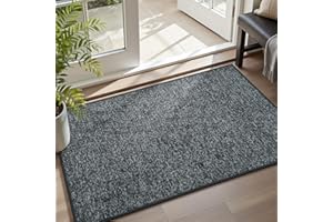 MontVoo Door Mat Indoor Entrance Doormat, Absorbent Durable Rubber Non Slip Front Door Mat for Inside Entry Entryway Dirt Trapper Welcome Mat, Darkgrey 17''x30''