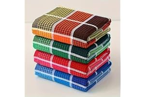 4-Piece Kitchen Dish Cloths, Ultra Soft Absorbent Cotton Dish Towels, Colorful Waffle Weave Tea Towels, Ideal for Cleaning & 