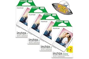 FUJIFILM Mini Instant Camera Film: 80 Shoots Total, Value Pack, (10 Sheets x 8) - Capture Memories Anytime, Anywhere - Includes Puflax UFO Sticker