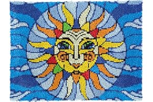 YAKOLECI Latch Hook Kits for Adults, Color Printed DIY Crafts Needlework Arts Rug Sewing Carpet for Home Decoration Festival Gift 23.6" X 15.8"(Sun)