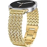 Minyee Metal Band Compatible with Samsung Galaxy Watch 8 40mm 44mm/ 8 Classic 46mm Bands, No Gap One-Click Dressy Stainless Steel Metal Gold Multi-chain Strap Mermaid Style Link Bracelet Wristband
