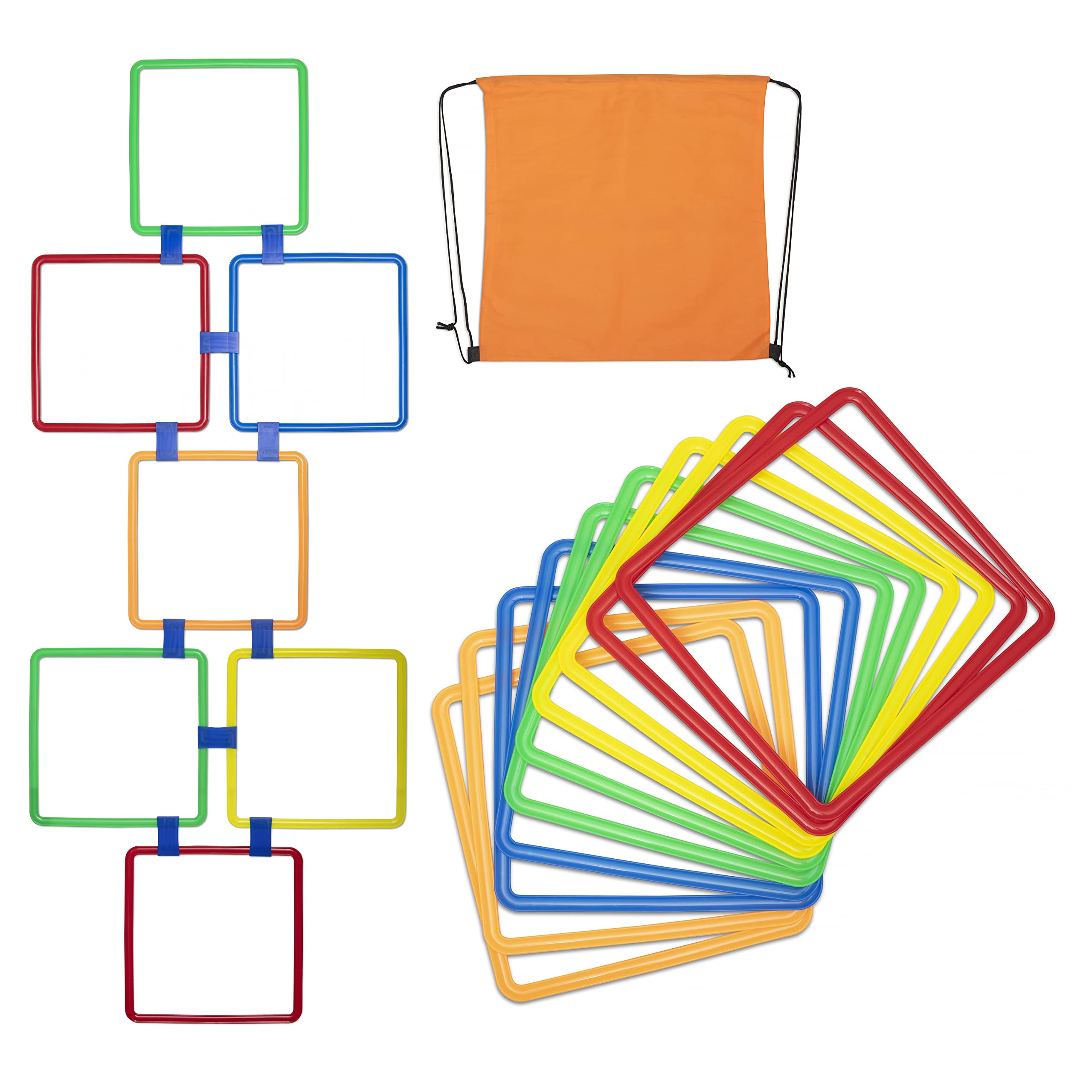 TDRSPLY Hopscotch Squares for Outdoor Play No Chalk Needed for Indoor and Outdoor Play Complete with Connectors and Carrying Bag