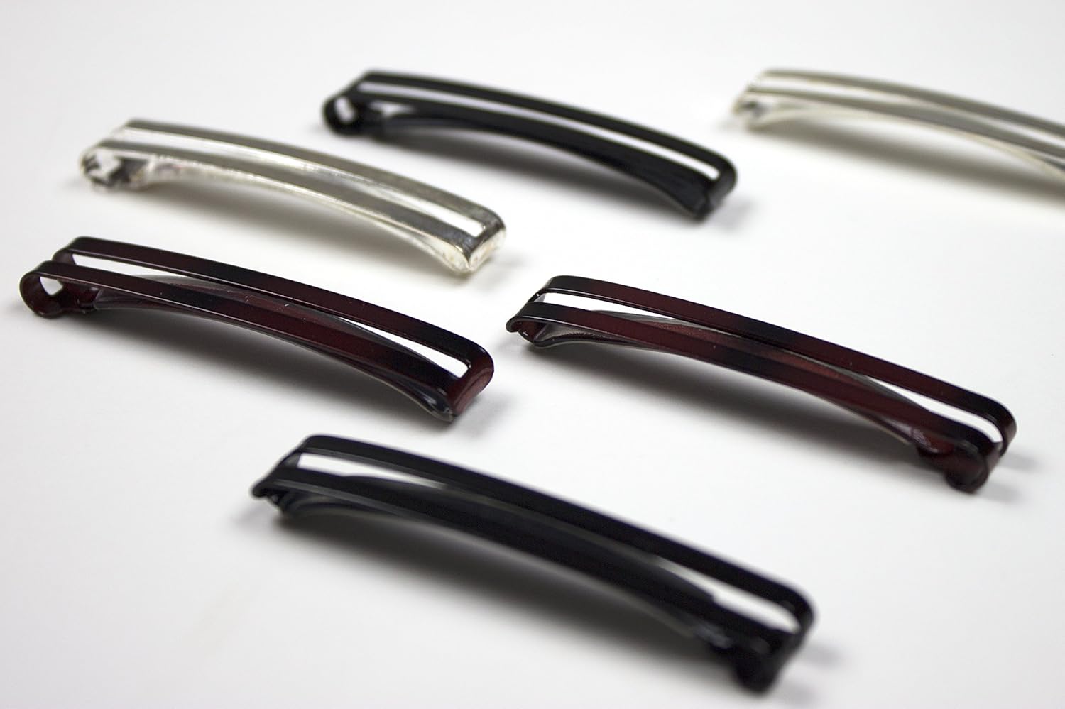 Scunci No-Slip Grip Open Center Stay Tight Barrettes, Assorted Colors, 6-Count : Hair Barrettes : Beauty