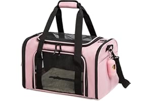 ROSEBB Cat Carrier Dog Carrier Pet Carrier Cat Bags for Small Medium Cats Dogs Puppies of 15 Lbs,of Airline Approved Small Dog Bag Soft Sided,Collapsible Travel Puppy Carrier (Large, Pink)