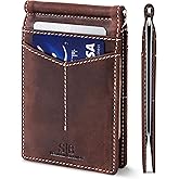 SERMAN BRANDS RFID Blocking Wallet Slim Bifold - Genuine Leather Minimalist Front Pocket Wallets for Men with Money Clip Gift