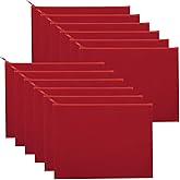 Sinzip 12 Pieces Cotton Canvas Makeup Bag, Multipurpose Cosmetic Bag with Zipper Travel Toiletry Pouch, Blank DIY Craft Bag (Red, L)