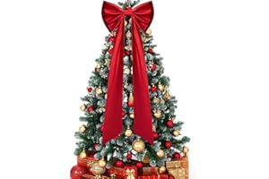 52.2x15.5Inch Giant Red Stain Bow for Christmas Tree - Large Christmas Tree Topper Bow Ornament - Wreath Bows for Indoor Outd