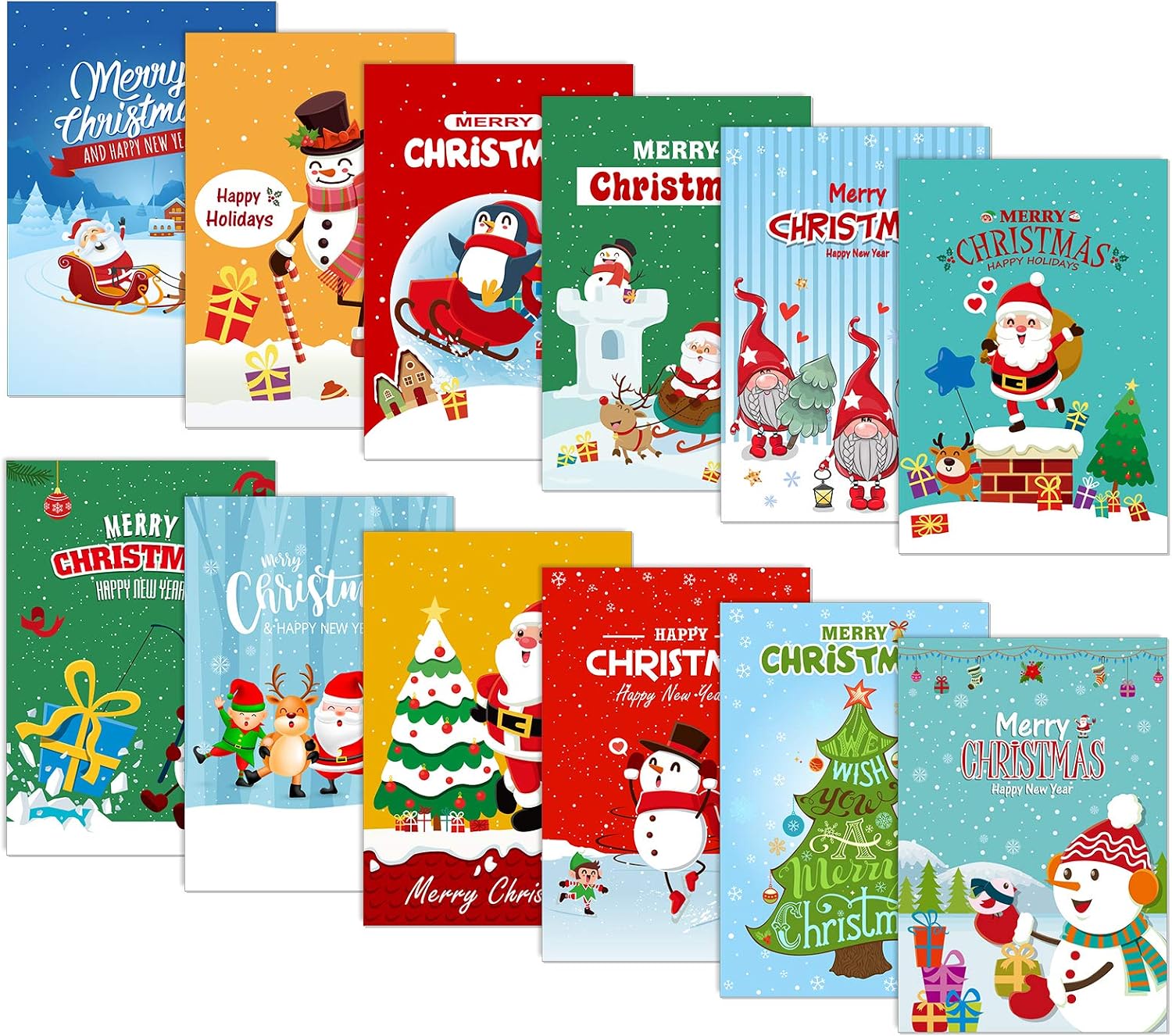 Whaline 12pcs Christmas mini Notebook mini memo pad Christmas Theme Small Notebook Pocket Notebook for Xmas Party Favor Supplies Goodie Bag Stuffer for 3.3 x 5in