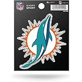 Rico Industries NFL Die Cut Team Logo Short Sport Sticker, Miami Dolphins , 3.75 x 4.75-inches