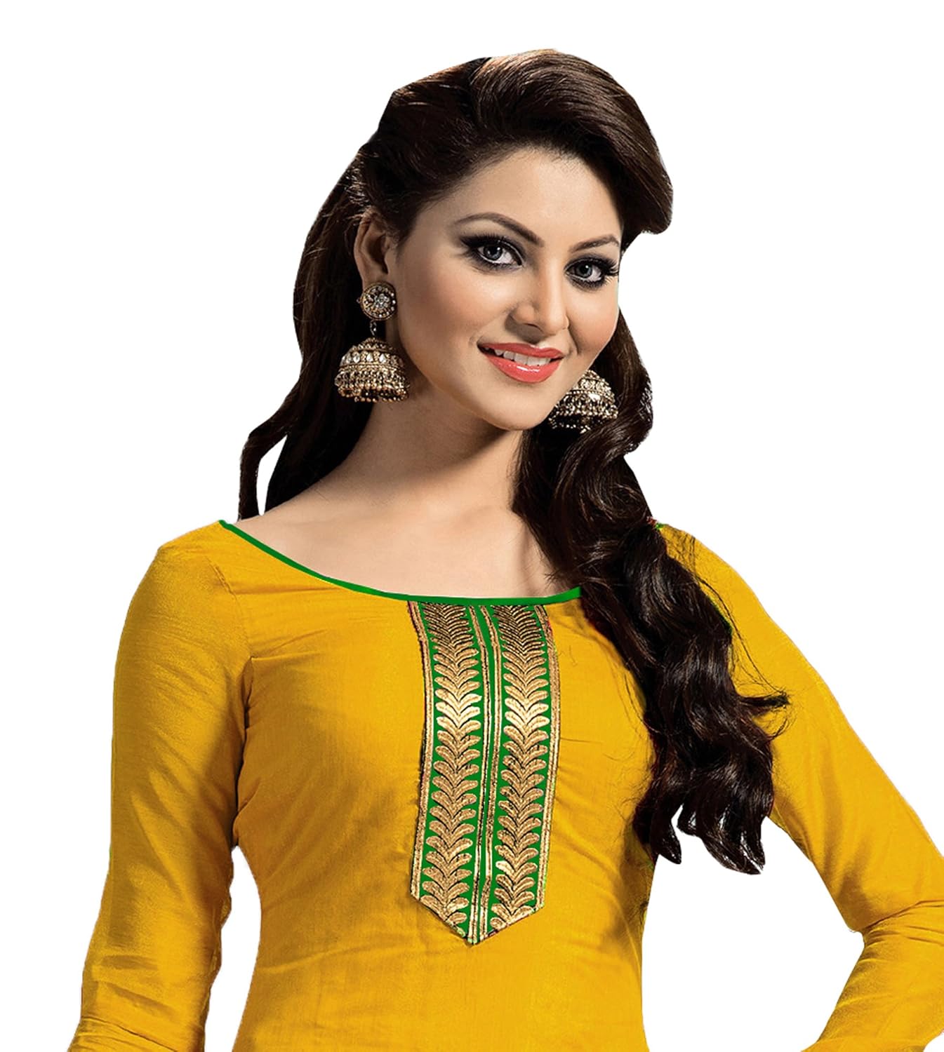 zombom women's cotton salwar suit dress material(zbmdfm107_yellow)