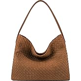 Queenoris Suede Purses Bag for Women, Top Handle Shoulder Bag Vegan Leather Hobo Bag Slouchy Travel Tote Bag Satchel for Work