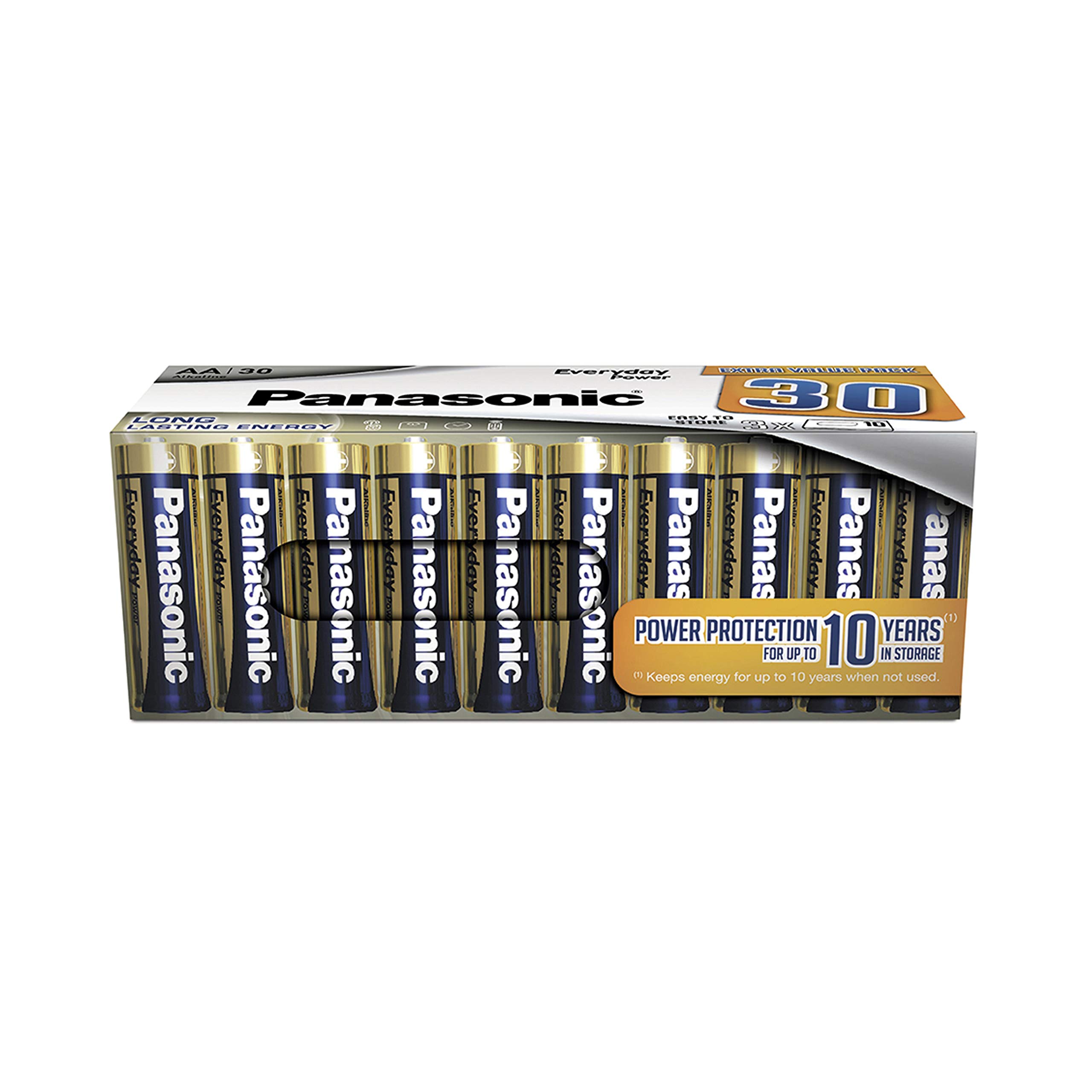 Panasonic EVERYDAY POWER AA batteries, pack of 30 alkaline batteries, AA, Mignon, LR6, 1.5V, 100% cardboard, plastic-free packaging, batteries for reliable energy in daily use