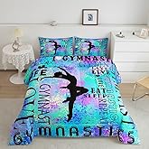 Feelyou Gymnastics Bedding Set Twin Size Kids Dancer Comforter Cover for Boys Girls Teens Bright Blue Duvet Cover Breathable Soft Lightweight Microfiber