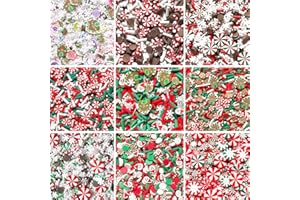 EHOPE Fake Sprinkles Fake Christmas Sprinkles Polymer Clay Sprinkles Polymer Sprinkles Christmas Polymer Clay Slices Fake Candy Sprinkles for Nail Art DIY Crafts Cake Phone（Christmas-90g-9 Styles）