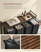 VASAGLE 4-Compartment Laundry Hamper with Shelf 160 L Ink Black Rustic Brown view 4